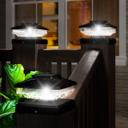 Rynx | Bitpott Solar Post Lights Outdoor Waterproof-6 Pack, Solar Post Cap Light With 6500K Edison Bulb For 4X4/5X5/6X6 Wood