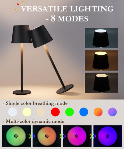 Rynx | Faithorse Rgb Wireless Table Lamp 2-Pack, 5200Mah, Touch Control, Waterproof, Black