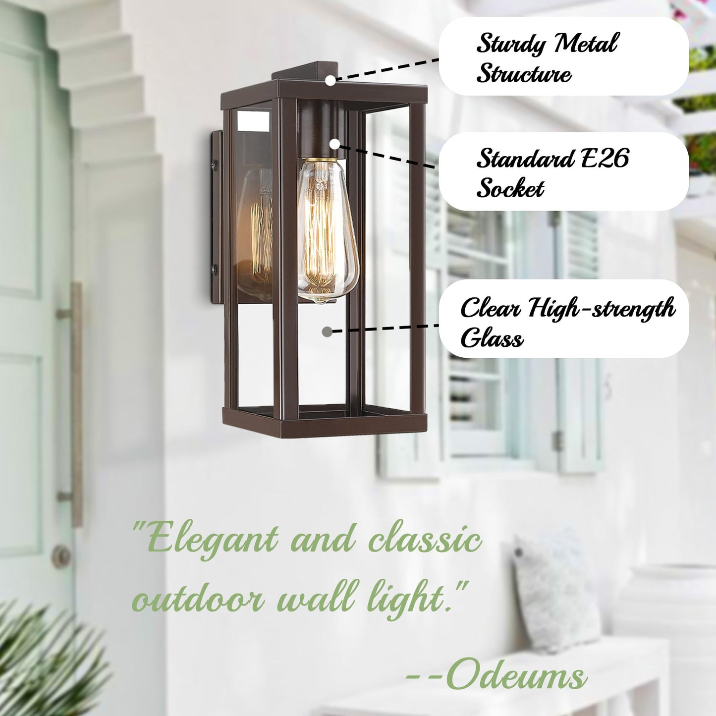 Rynx | Odeums Outdoor Wall Lamp - Waterproof Outdoor Wall Lighting in Oil-Brushed Bronze