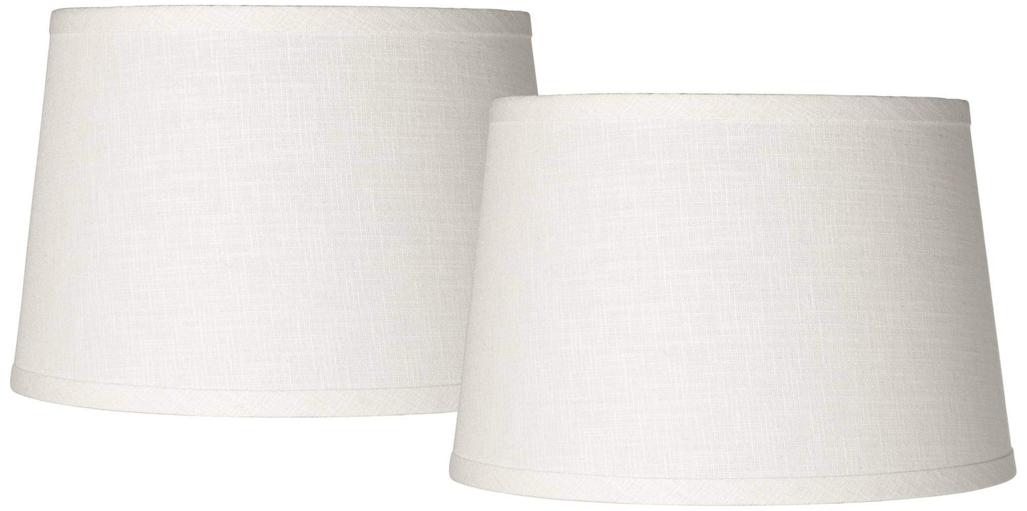 Rynx | Set with 2 white small hardback drum lamp shades 10" top X 12" bottom X 8" high (spider) replacement with harp and top - Springcrest