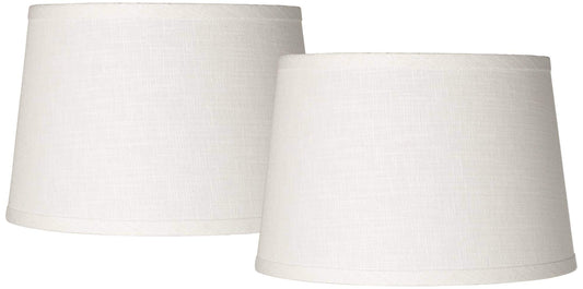 Rynx | Set with 2 white small hardback drum lamp shades 10" top X 12" bottom X 8" high (spider) replacement with harp and top - Springcrest