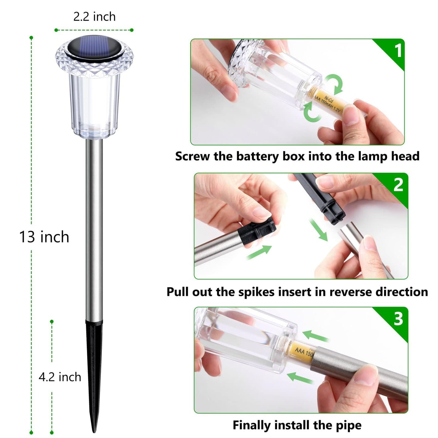 Rynx | Denicmic 6000K Sunbeam Light, Waterproof Acrylic, Stainless Steel, Cool White 10-Pack