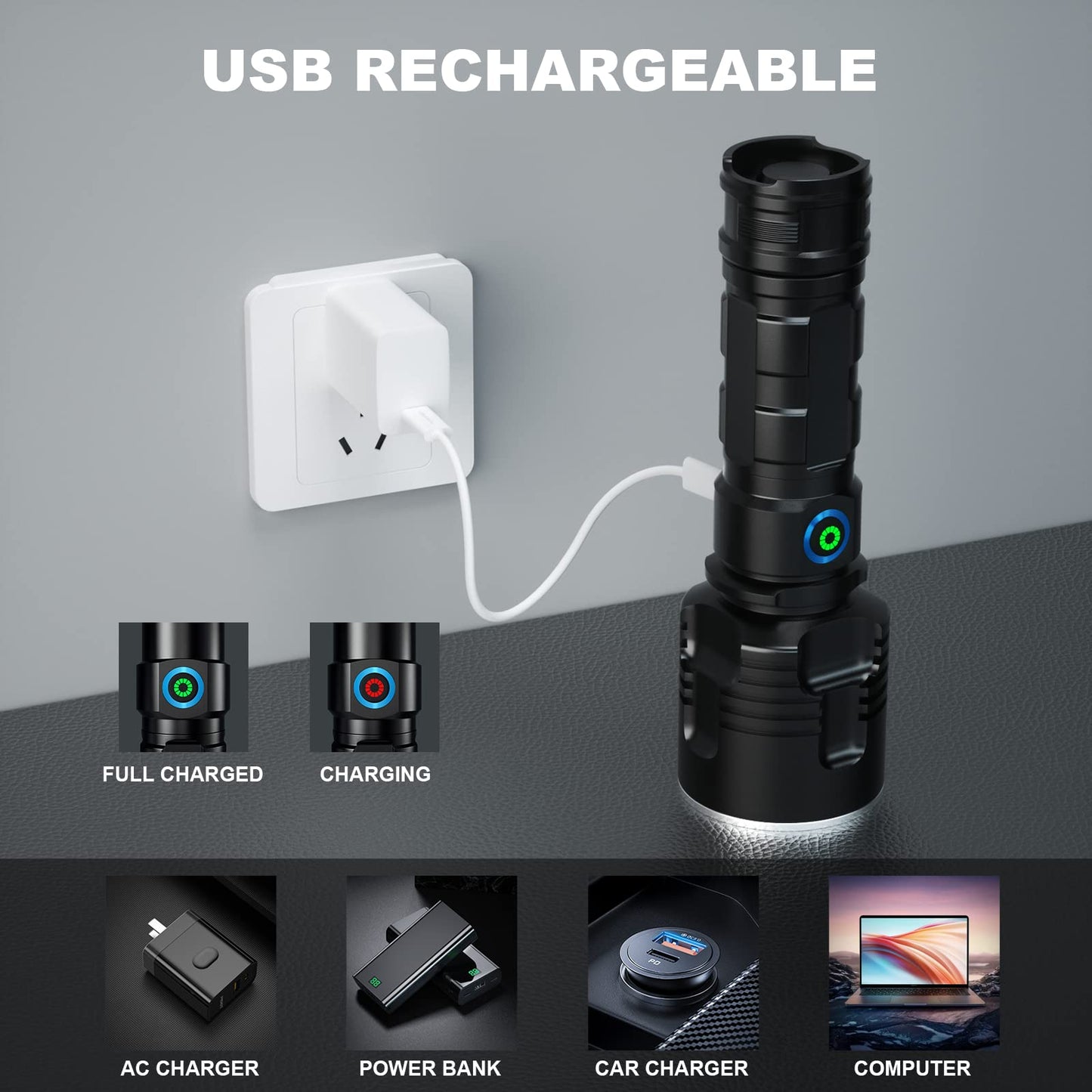 Rynx | Milaoshu 990,000 High Lumen Rechargeable Flashlights - 2 Pack, Waterproof Led Flashlight For Camping