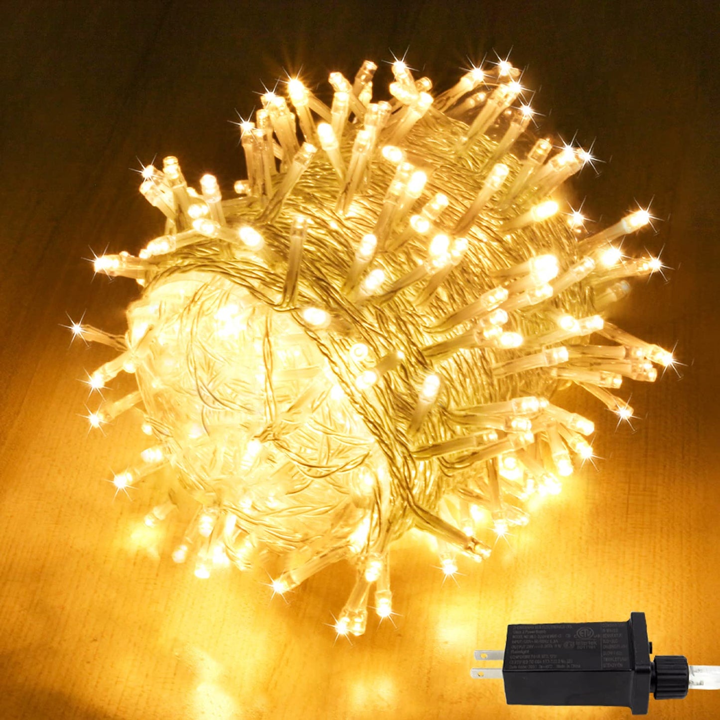Rynx | Sanjicha Extra-long Christmas lights indoor/outdoor, upgraded super bright floodlights, waterproof 8-mode plug-in fairy lights for bedroom party wedding garden (Warm white, 300Led)