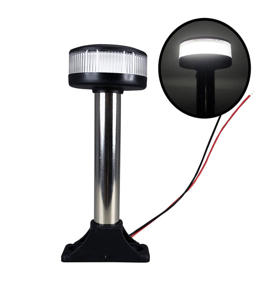 Rynx | Pactrade Marine Boat Fixed Base Stern Light Anchor Light Round White Led Marine Pole Uscg 2 Nm For Yacht Pontoon And Fishing Boat 12 Volt 6 Inches (150.6Mm)