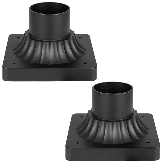 Rynx | Darkaway 2Pcs Outdoor Post Light Base Mounting, Post Light Adapter 3'' Large Piers Base Mounting with Matte Black Finish for Terrace Veranda
