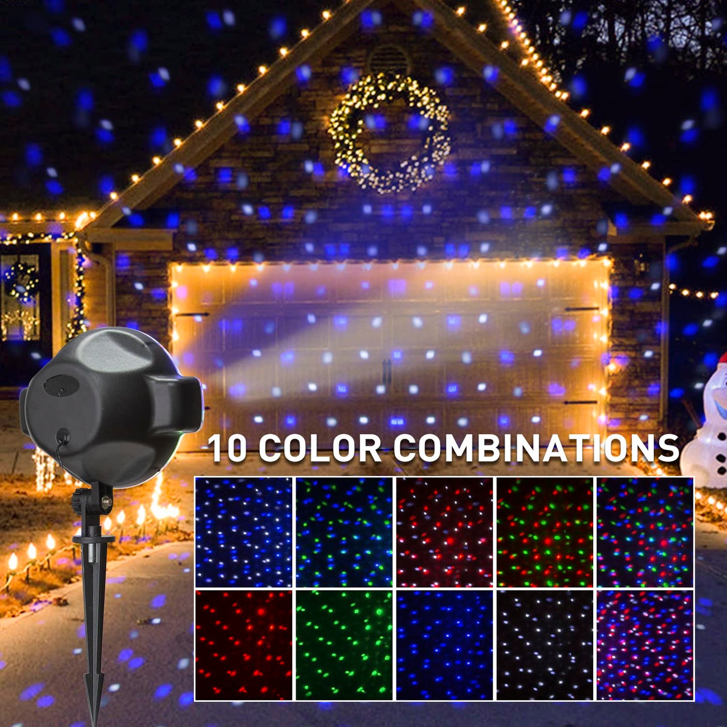 Rynx | Vanthylit Christmas Projector Light - Cooling Snowfall & Moving Points For Indoor/Outdoor Use