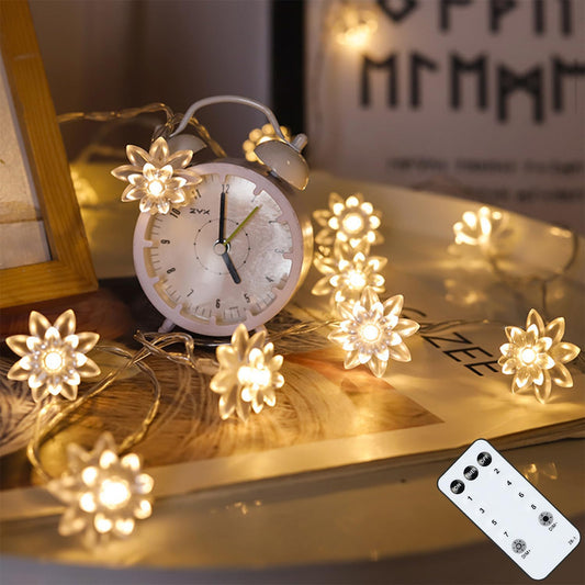 Rynx | Jolymoly Flower String Lights, 59 Ft 100 Led Fairy Lights Plug In With Remote Control Timer, Connectable Flower Fairy Lights For Bedroom Wedding Christmas Indoor Outdoor Decor, Warm White