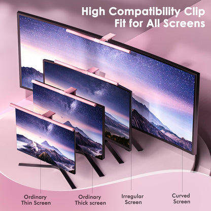 Rynx | Quntis Pink Monitor Light Bar With Remote Control, Eye Care Dimming Desk Lamp For Home Office & Gaming