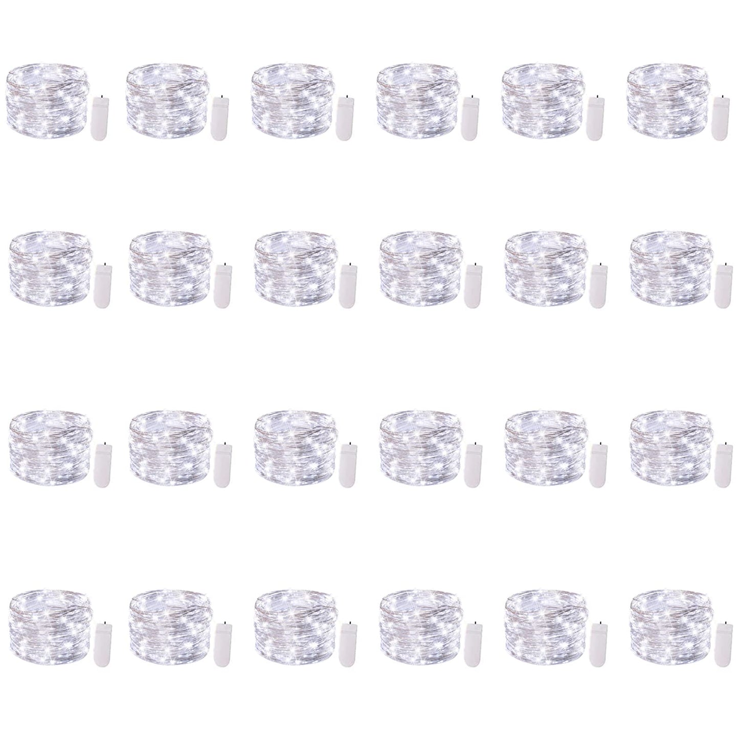 Rynx | Brightown 24 Pack Fairy Lights Battery Powered - 7Ft 20 Led Mini Light String Silver Wire Waterproof Glittering Star Diy Lights For Bedroom Terrace Wedding Party Christmas Decor (Pure White)