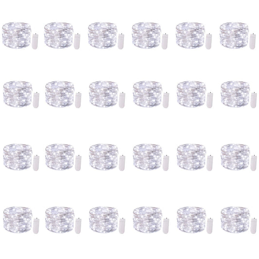 Rynx | Brightown 24 Pack Fairy Lights Battery Powered - 7Ft 20 Led Mini Light String Silver Wire Waterproof Glittering Star Diy Lights For Bedroom Terrace Wedding Party Christmas Decor (Pure White)