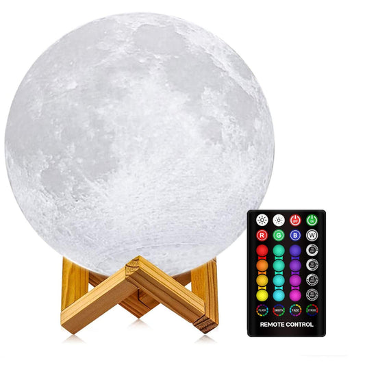 Rynx | Logrotate 3D Printing Led Moon Lamp, 16 Colors, Touch Control, Usb Rechargeable - 6.0 Inches