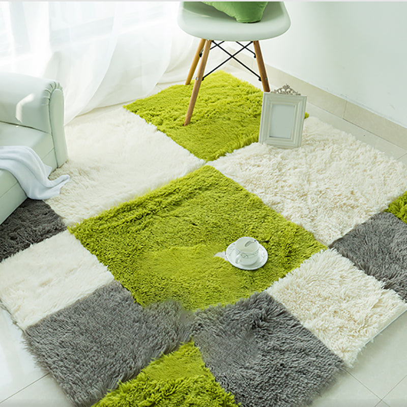 Rynx | Bedroom Carpet Tiles Solid Color Square Shag Stain Resistant Carpet Tiles