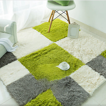Rynx | Bedroom Carpet Tiles Solid Color Square Shag Stain Resistant Carpet Tiles