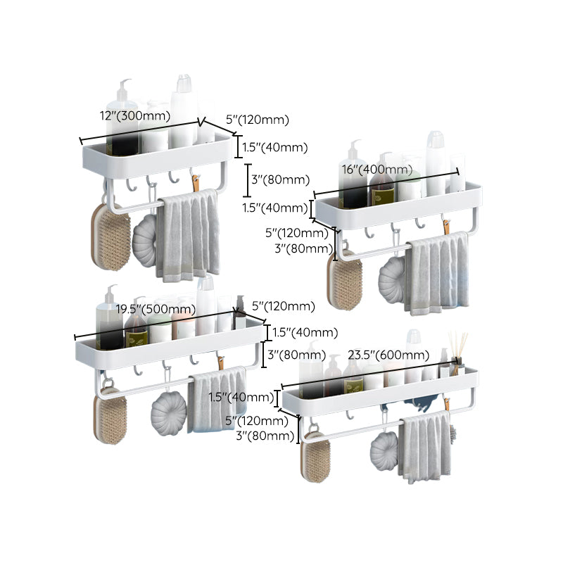 Rynx | White 2-piece Bathroom Hardware Modern Bathroom Accessories Set, Bathroom Shelf