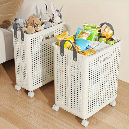 Rynx | Foldable Plastic Laundry Basket with Wheels