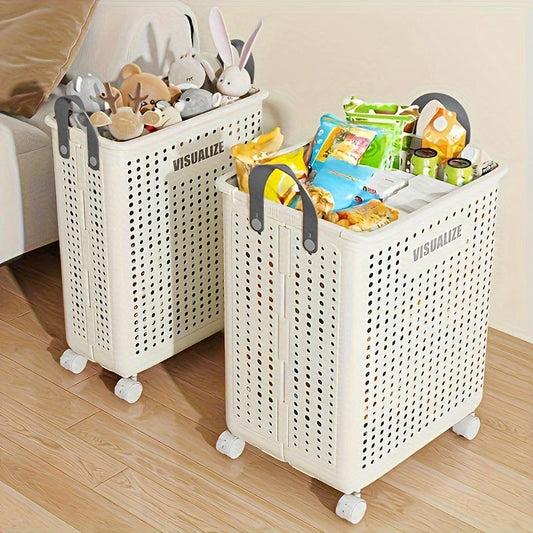 Rynx | Foldable Plastic Laundry Basket with Wheels