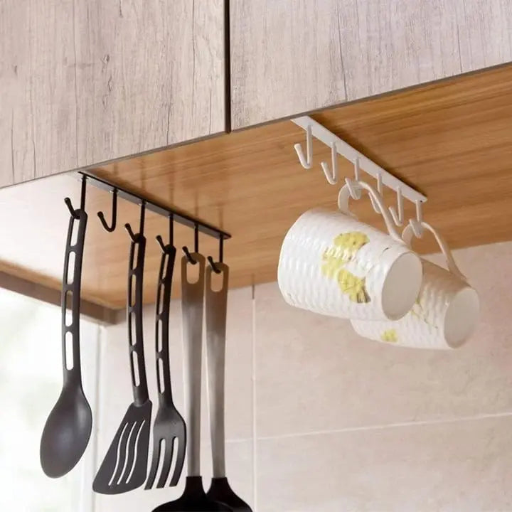 Rynx | Under-cabinet hook strip – space-saving kitchen storage with 6 hooks