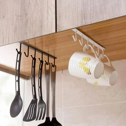 Rynx | Under-cabinet hook strip – space-saving kitchen storage with 6 hooks