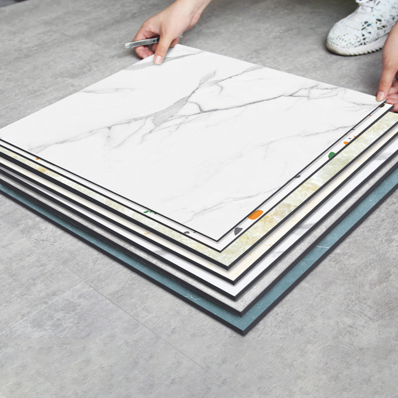 Rynx | Modern PVC Peel and Stick Tile Floor Marble Look Mold Resistant Vinyl Tiles