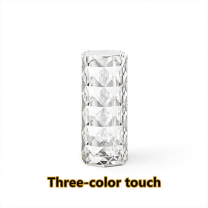 Rynx | Nordic Crystal Lamp USB Table Lamps Bedroom Touch Dimming Atmosphere Diamond Night Light Rose Projector Lamp Decor