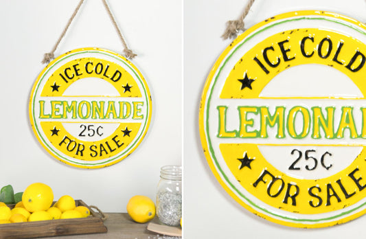 Rynx | Worn Round Lemonade Hanging Phone Sign