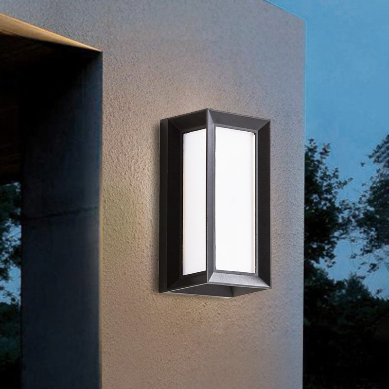 Rynx | Lodges Cuboid Box Wall Lamp Milk Glass LED Wall Mounted Lamp in Black for Corner, Warm/White Light