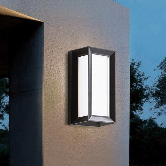 Rynx | Lodges Cuboid Box Wall Lamp Milk Glass LED Wall Mounted Lamp in Black for Corner, Warm/White Light