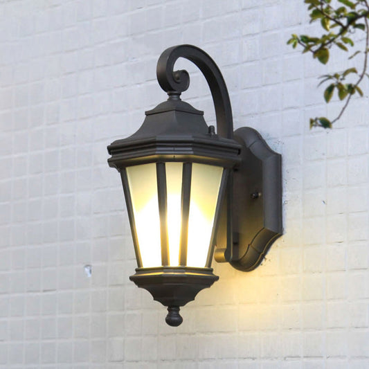 Rynx | 1 Head Twisted Arm Wall Lamp Country Black Finish Opal Glass Wall Mount Fixture