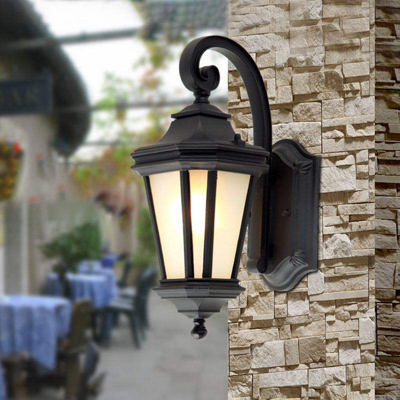 Rynx | 1 Head Twisted Arm Wall Lamp Country Black Finish Opal Glass Wall Mount Fixture