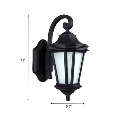 Rynx | 1 Head Twisted Arm Wall Lamp Country Black Finish Opal Glass Wall Mount Fixture