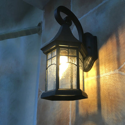 Rynx | Speckled Glass Pavilion Wall Light Farmhouse 1 Light Outdoor Wall Mounted Lamp in Black/Bronze with Open Bottom Design