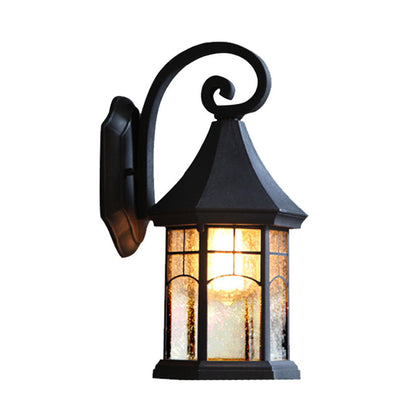 Rynx | Speckled Glass Pavilion Wall Light Farmhouse 1 Light Outdoor Wall Mounted Lamp in Black/Bronze with Open Bottom Design