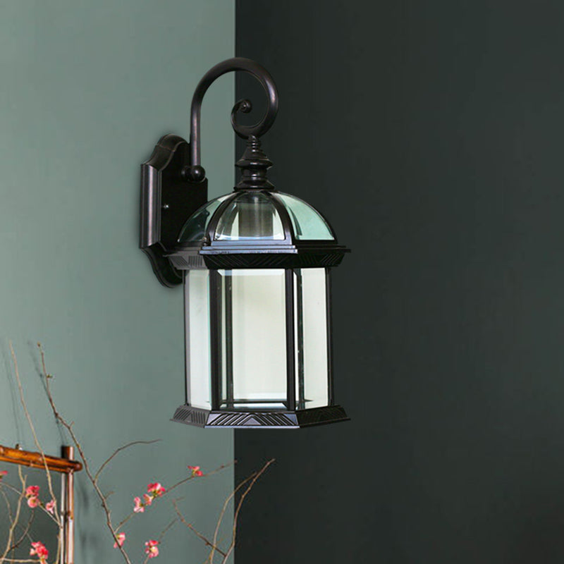 Rynx | Birdcage Wall Mounted Light Rural Clear/Heard Glass 1-Head Black/Bronze Finish Wall Lamp