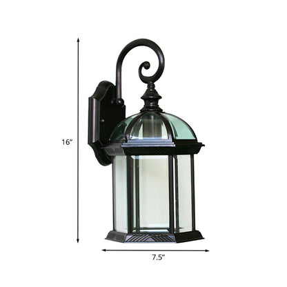 Rynx | Birdcage Wall Mounted Light Rural Clear/Heard Glass 1-Head Black/Bronze Finish Wall Lamp