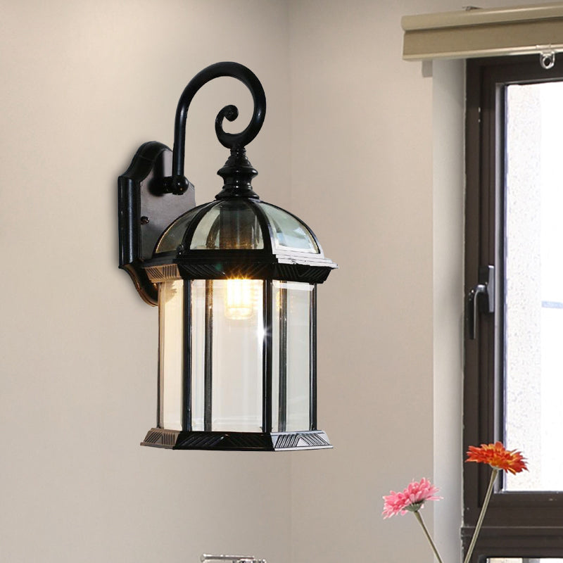 Rynx | Birdcage Wall Mounted Light Rural Clear/Heard Glass 1-Head Black/Bronze Finish Wall Lamp