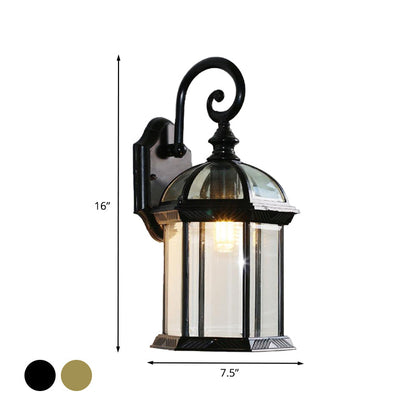 Rynx | Birdcage Wall Mounted Light Rural Clear/Heard Glass 1-Head Black/Bronze Finish Wall Lamp