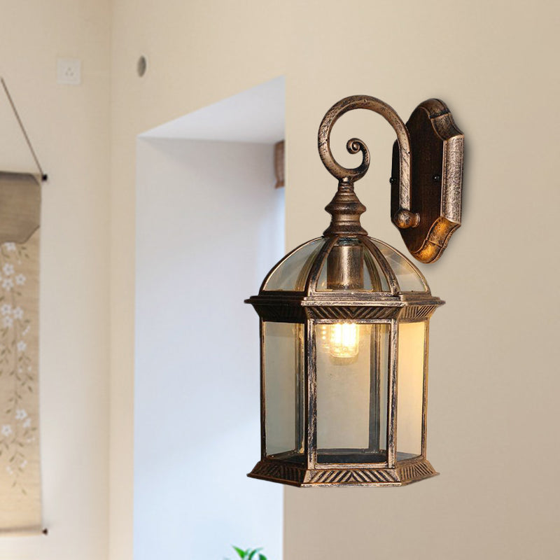Rynx | Birdcage Wall Mounted Light Rural Clear/Heard Glass 1-Head Black/Bronze Finish Wall Lamp