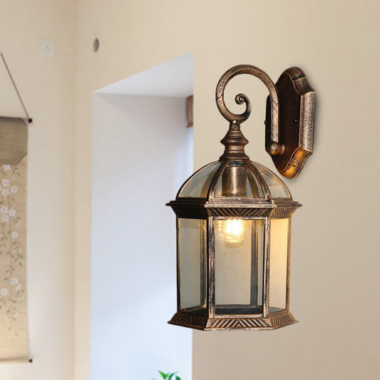 Rynx | Birdcage Wall Mounted Light Rural Clear/Heard Glass 1-Head Black/Bronze Finish Wall Lamp