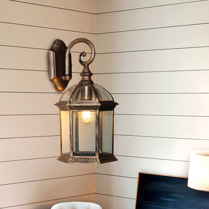 Rynx | Birdcage Wall Mounted Light Rural Clear/Heard Glass 1-Head Black/Bronze Finish Wall Lamp
