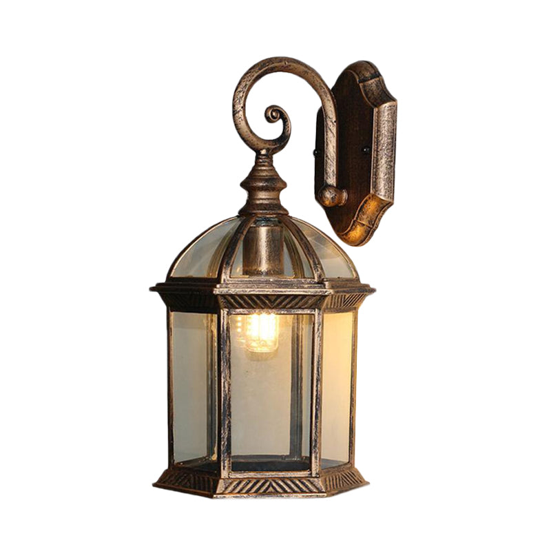 Rynx | Birdcage Wall Mounted Light Rural Clear/Heard Glass 1-Head Black/Bronze Finish Wall Lamp