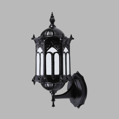 Rynx | 1-Bulb Pavilion Wall Lamp Rustic Black/Brass Aluminum Wall Candle Holder Lamp with Clear Glass Shade