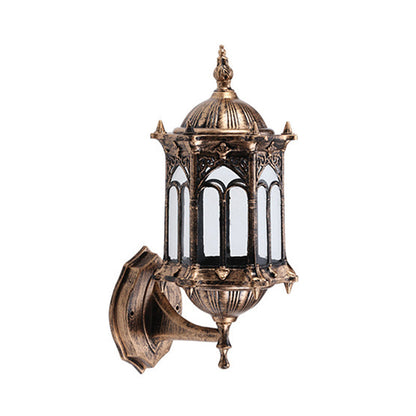 Rynx | 1-Bulb Pavilion Wall Lamp Rustic Black/Brass Aluminum Wall Candle Holder Lamp with Clear Glass Shade