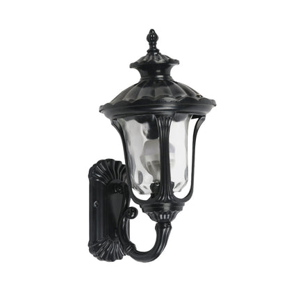 Rynx | Rustic Urn Wall Lamp Sconces 1-Head Aluminium Wall Mount Light in Black/Bronze with Water Glass Shade for Hallway