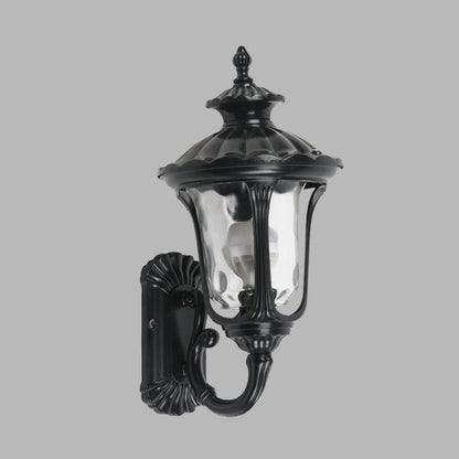 Rynx | Rustic Urn Wall Lamp Sconces 1-Head Aluminium Wall Mount Light in Black/Bronze with Water Glass Shade for Hallway