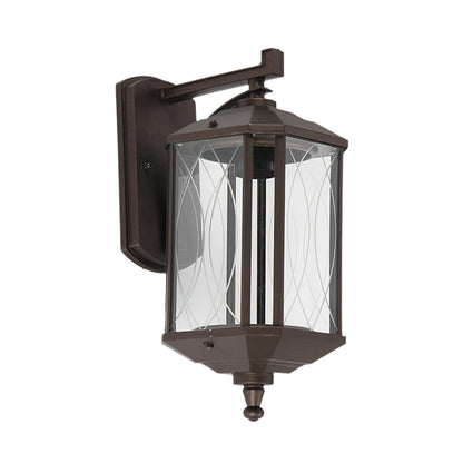 Rynx | 1-Head Cuboid Wall Mount Lighting Lodges Dark Coffee Clear Textured Glass Wall Lamp