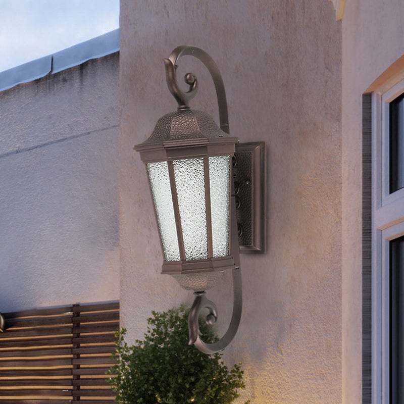 Rynx | 1 Flame Wall Light Rustic Anis Water Glass Wall Mount Lamp Light in Dark Coffee