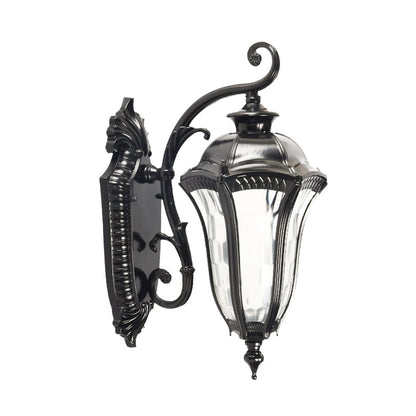 Rynx | Black Finish Urn Wall Light Farmhouse Clear Dimpled Glass 1 Head Outdoor Wall Lamp Light