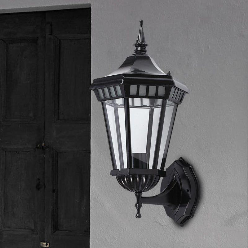 Rynx | Black 1-Light Wall Lamp Rustic Clear Glass Pavilion Wall Mount Light for Courtyard