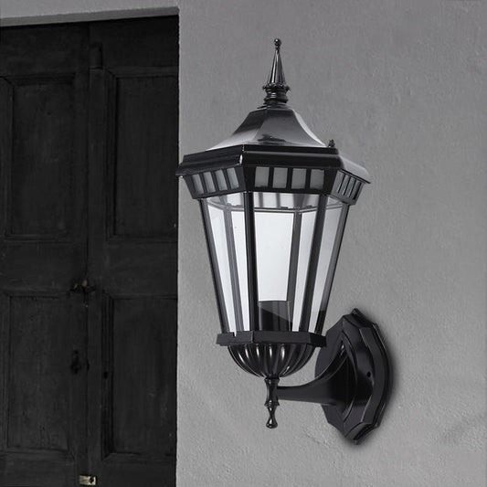 Rynx | Black 1-Light Wall Lamp Rustic Clear Glass Pavilion Wall Mount Light for Courtyard